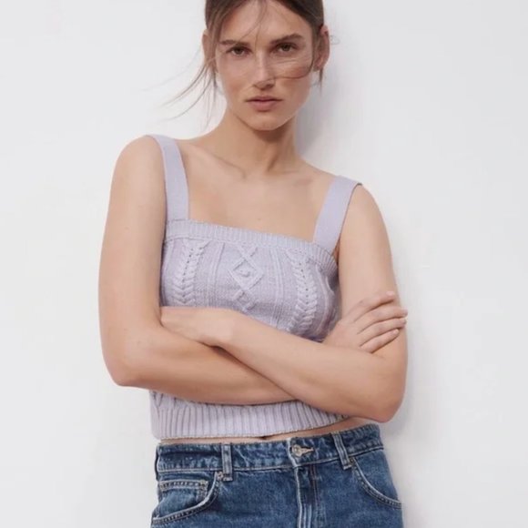 Zara Cable Knit Cropped Top S - Picture 7 of 7